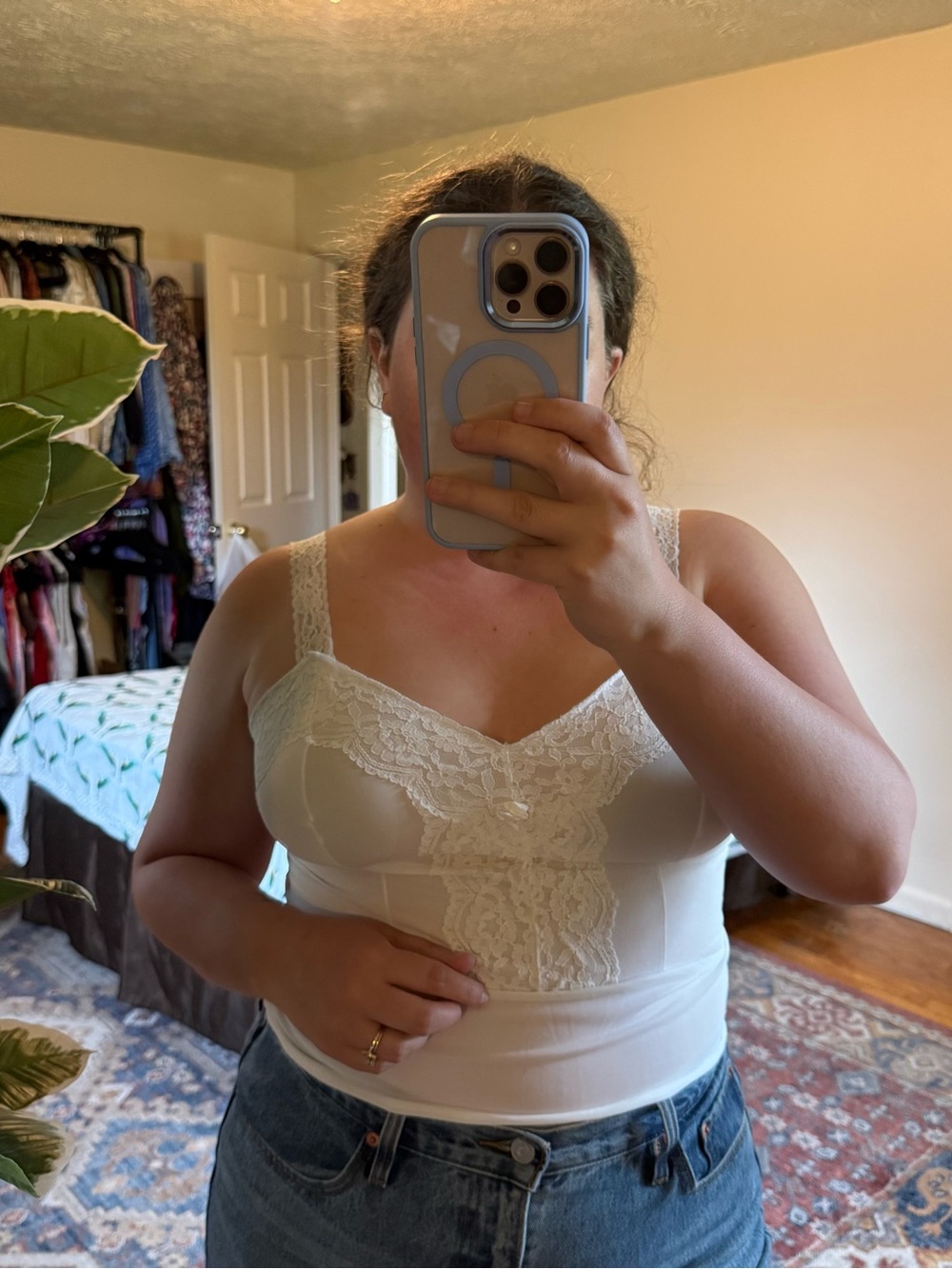 Vintage white lace slip tank top